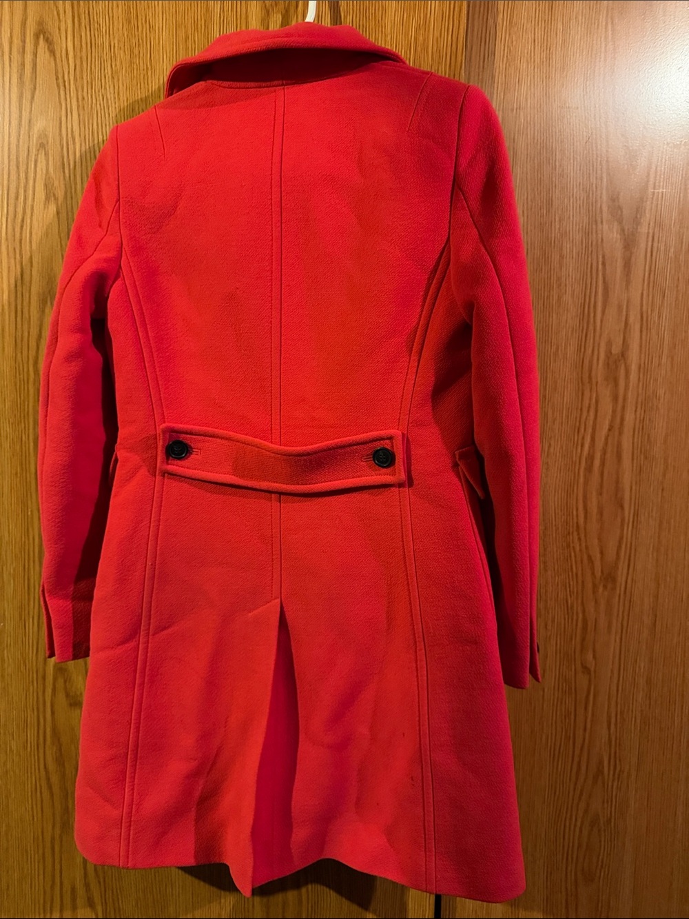 J. Crew Bright Red Wool Pea Coat with Flap Pockets - Picture 4 of 9
